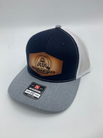 Blue, White & Gray CRR logo Leather Patch Hat