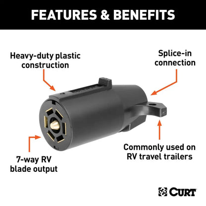 Curt 7-Way RV Blade Connector Plug Trailer Side