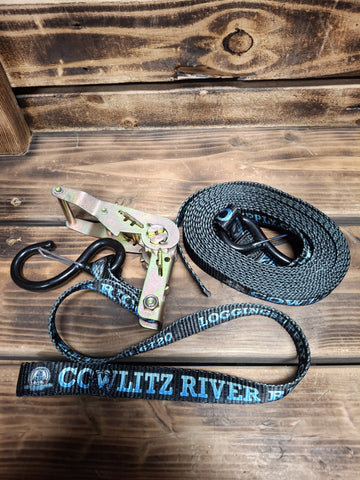 1" X 15' Heavy Duty Ratchet Tie Down Strap With S-Hook And Soft Loop