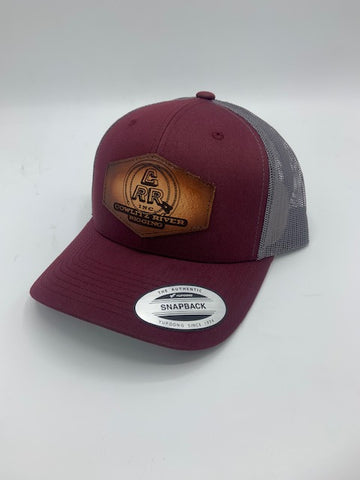 Maroon & White CRR logo Leather Patch Hat