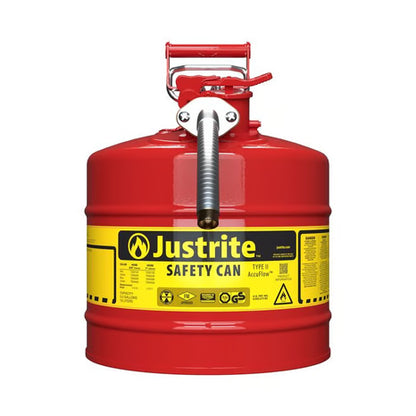 Justrite Galvanized Steel 5 Gallon Gas Fuel Can Type I or Type II