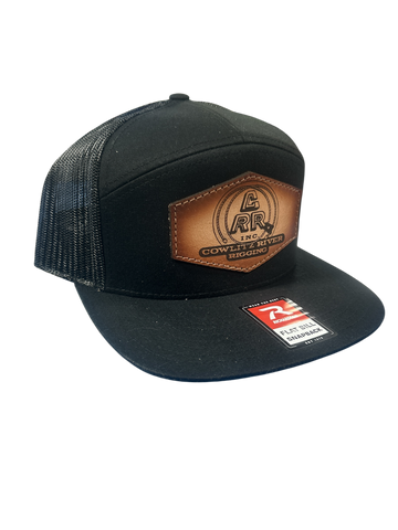 7 Panel Black CRR logo Leather Patch Hat