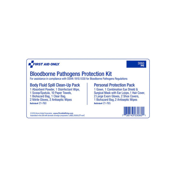 Bloodborne Pathogen (BBP) Unitized Spill Clean Up Kit, Plastic Case