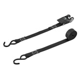 1 inch. Heavy Duty Black Ratchet Tie Down Strap With S-Hook