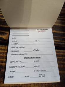 CRR LOG TRUCK LOAD RECIEPT TICKET BOOK