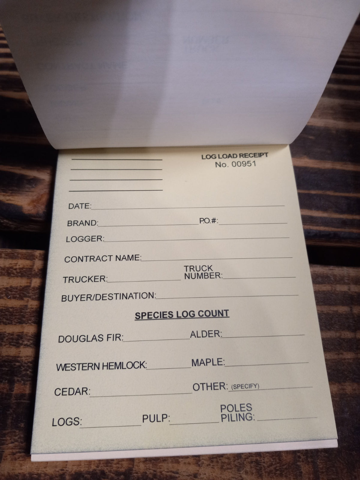 CRR LOG TRUCK LOAD RECIEPT TICKET BOOK