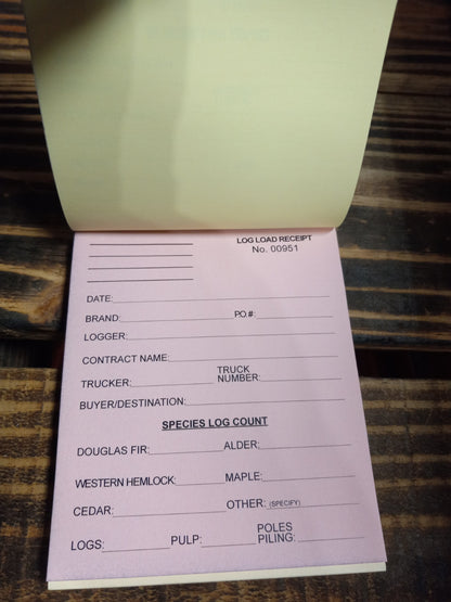 CRR LOG TRUCK LOAD RECIEPT TICKET BOOK
