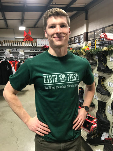 "Earth First - We'll log the other planets later" T-Shirt