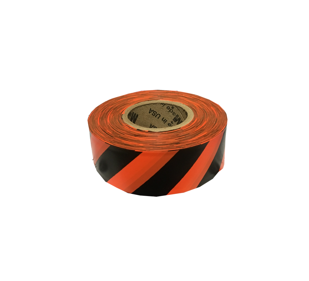 Safety Flagging Tape - Black/White Striped Non-Adhesive Marking Ribbon For Surveying & Mapping
