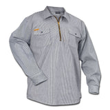 Prison Blues Long Sleeve Zipper-Front Hickory Work Shirt