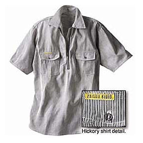 Prison Blues Short Sleeve Zipper-front Hickory Work Shirt